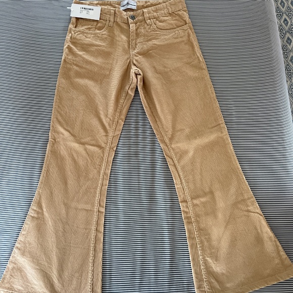 1970s style flare latte courderoy pants - Picture 2 of 6